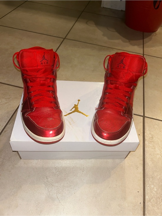 Jordan Shoes - Jordan Red High-Top Sneakers with White Midsole